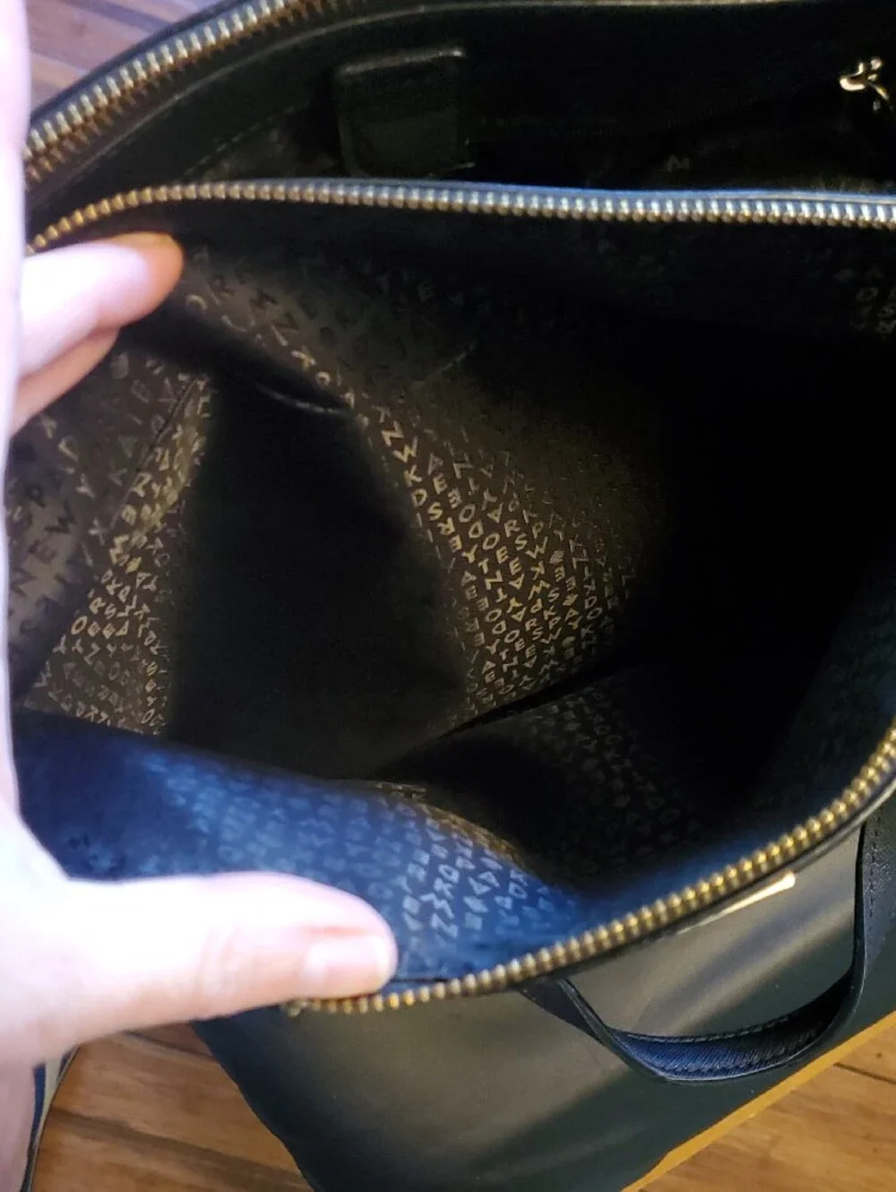 kate spade Black Saffiano Leather Crossbody Tote with Gold Hardware